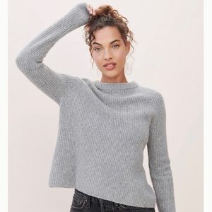 JENNI KAYNE Cashmere Fisherman Sweater Size Small Heather Gray